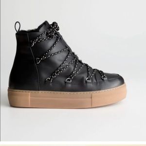 & Other Stories Leather Waterproof Snow Boots 7.5 or EU 38